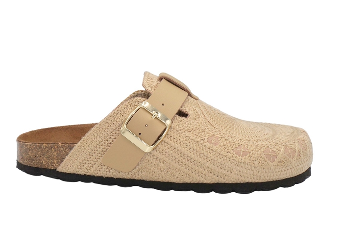 Coco et abricot nu pieds sandale chiche mule beige